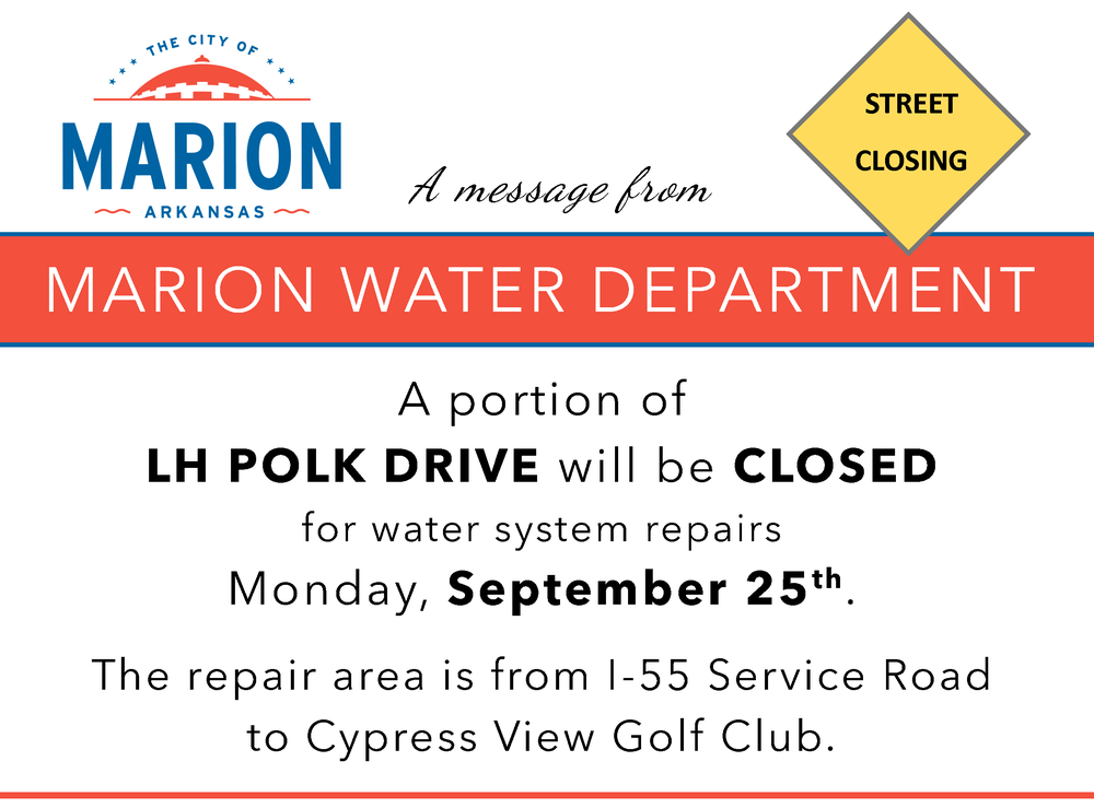 LH Polk Drive closed Sept. 25